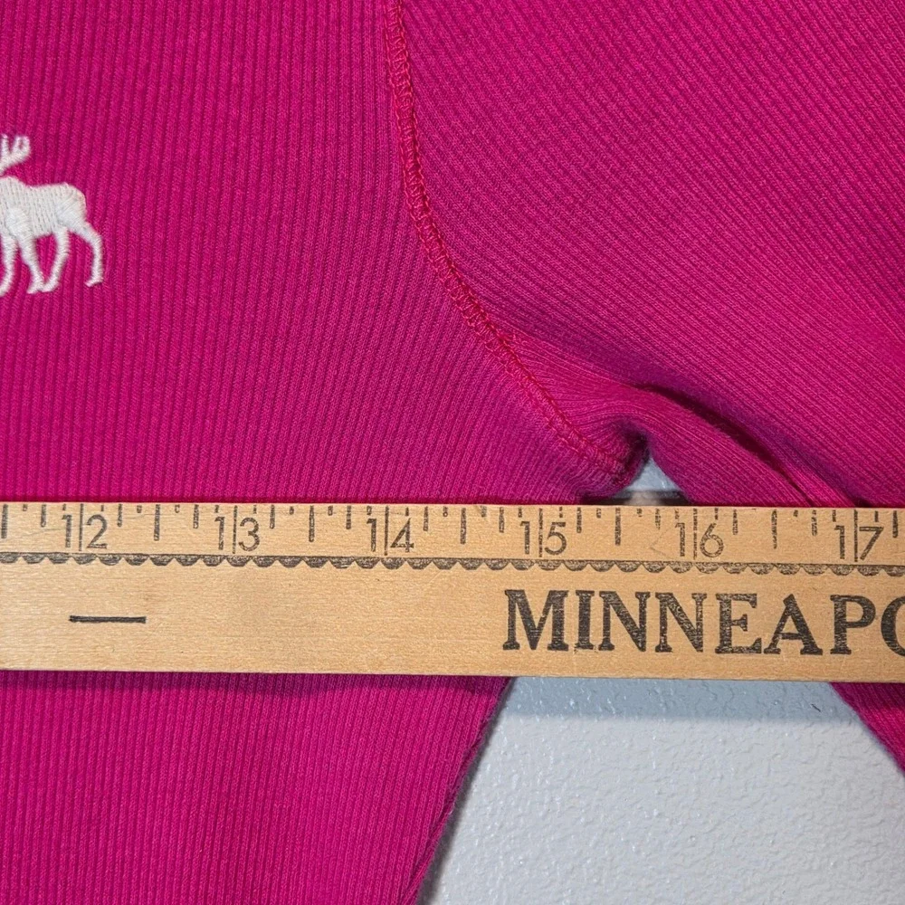 Abercrombie Henley Top Y2K Pink Fitted Ribbed Elena Gilbert Coquette Size Medium - Picture 10 of 13